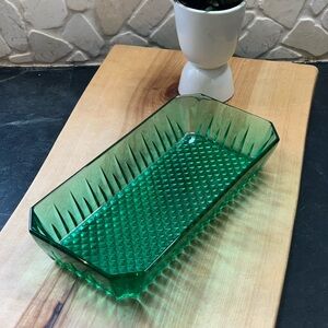 ARCOROC | Vintage Rectangular Green Glass Tray